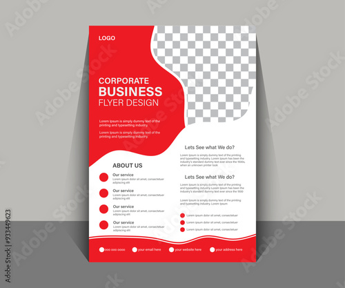 Brochure design, cover modern layout with red Accents.. Corporate business flyer with good looking circle, light background flyer. 