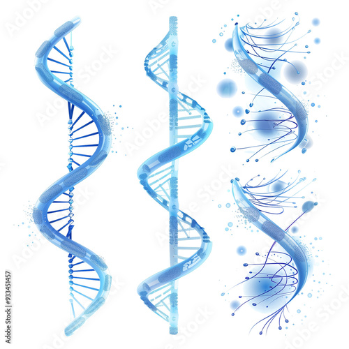 Blue double helix DNA isolated on a transparent background