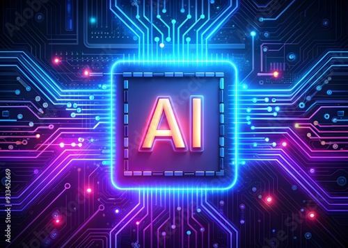 Innovation Technology AI chip on circuit board AI generated