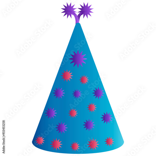 Colorful Birthday Party Hat Illustration Design. Isolated Vector Graphic in Cartoon Style.