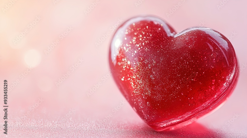 Vibrant Red Heart-Shaped Candy on Soft Pink Gradient: Perfect for Posters, Valentine's Day Decor, or Sweet-Themed Interiors Vibrant Red Heart-Shaped Candy on Soft Pink Gradient: Perfect for Posters, Valentine's Day Decor, or Sweet-Themed Interiors