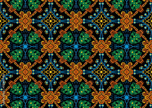 patterns, Fabrics, Colorful, Native and Ethnic African, Indian and Tribal. Traditional Oriental Style, Seamless Patterns, Ideal for Textiles, Wallpaper, Carpets, Fabrics, Clothing, Batik, Wrapping.