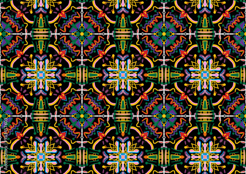 patterns, Fabrics, Textiles, Folk, African, Indian and Tribal Seamless Patterns, Green and Purple, for Wallpaper, Carpets, Clothing, Gift Wrapping, Unique Thai Silk and Traditional Oriental Patterns.