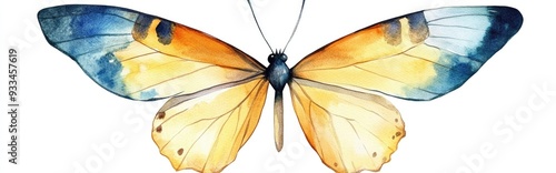 Watercolor butterfly illustration on white background