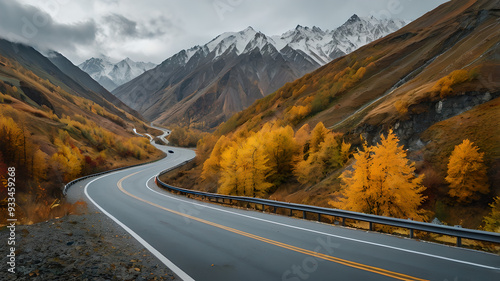 Tranquil Autumn Drive Through the Caucasus Mountains