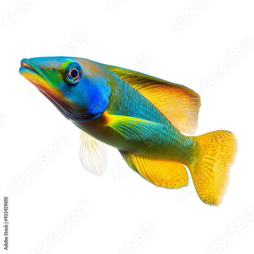 Bluehead Wrasse fish, Thalassoma bifasciatum fish isolated on white background photo