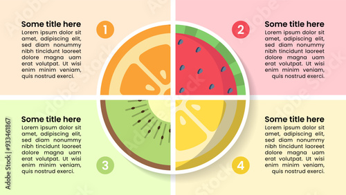 Infographic template. Pieces of fruit with 4 steps