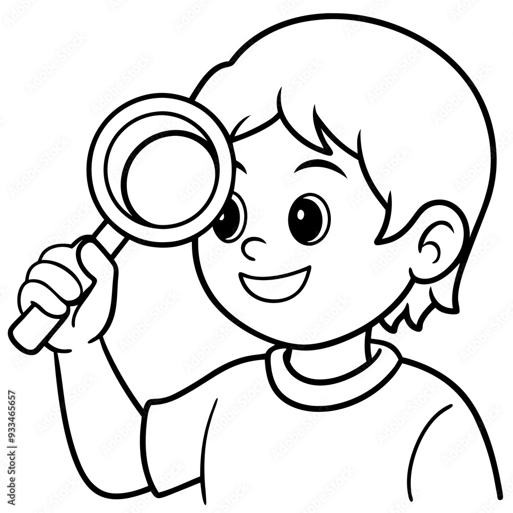 Curious Child with Magnifying Glass Illustration or Child Exploring with Magnifying Glass Vector Art art vector illustration Curious Child with Magnifying Glass Illustration or Child Exploring with Magnifying Glass Vector Art art vector illustration