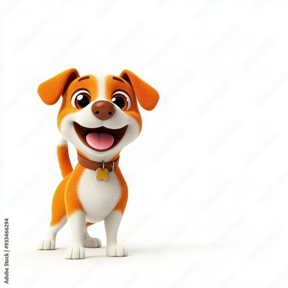 Cheerful cartoon dog with bright eyes and a big smile, perfect for children's themes, animations, or playful designs. Cheerful cartoon dog with bright eyes and a big smile, perfect for children's themes, animations, or playful designs.