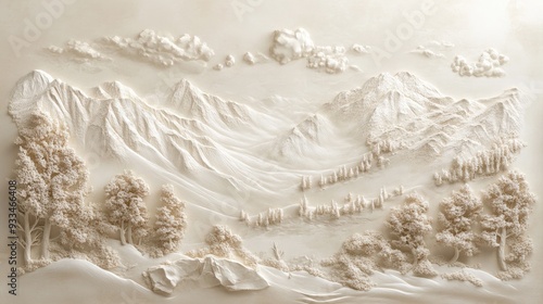 3D landscape wallpaper with embossed textures, offering a unique and artistic wall decor solution for any space