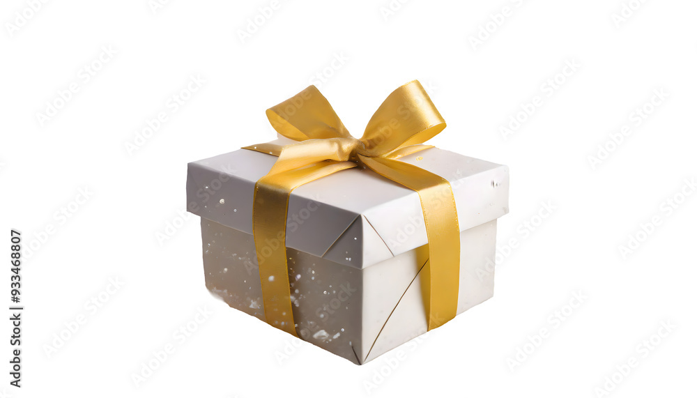gift box Splashes on a white isolated background. Generative AI.