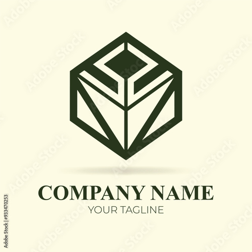 Polygon shape logo business template
