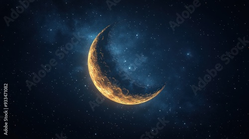 Crescent Moon in a Starry Night