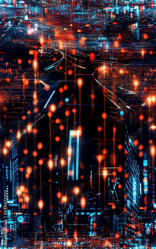 Fototapeta premium Stock market chaos, nervous investors, holographic data spiraling, tense financial scene, futuristic crisis