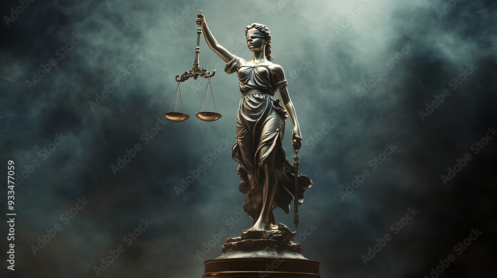 Statue Of Lady Justice dark background Statue Of Lady Justice dark background