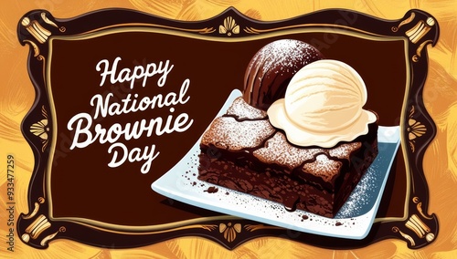 A vibrant and mouthwatering illustration celebrating national brownie day