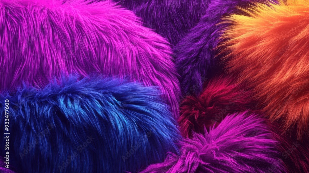 Fototapeta premium Vibrant Colored Fur Textures Abstract Background