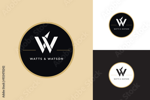 Double W Monogram Logo for Watts and Watson Monochrome Logo - Stylish Branding