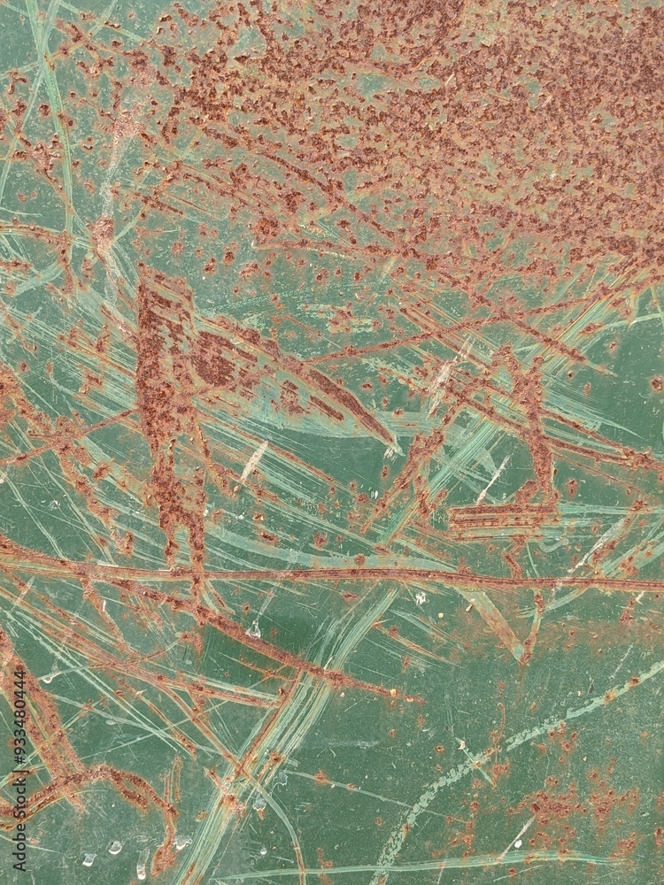 Rusted and Scratched Painted Metal Background in a Rust and Blue Green Color Rusted and Scratched Painted Metal Background in a Rust and Blue Green Color