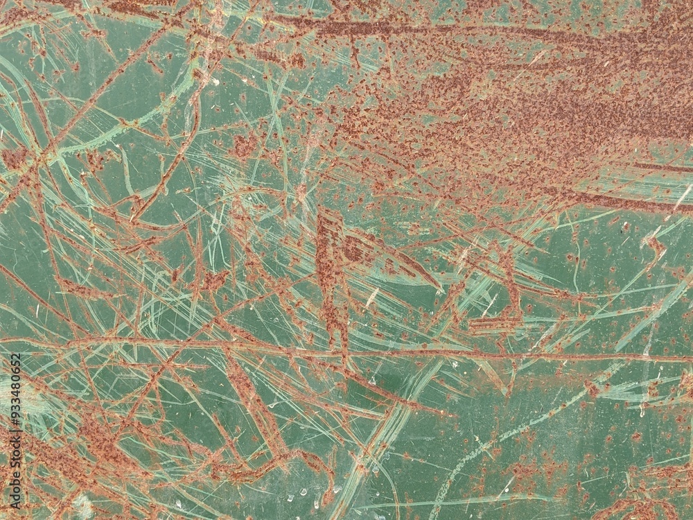 Rusted and Scratched Painted Metal Background in a Rust and Blue Green Color Rusted and Scratched Painted Metal Background in a Rust and Blue Green Color