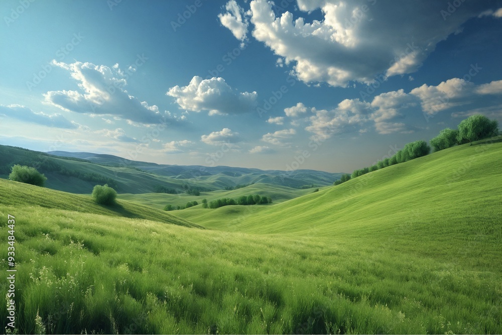 Rolling Hills under Blue Sky with Clouds Rolling Hills under Blue Sky with Clouds
