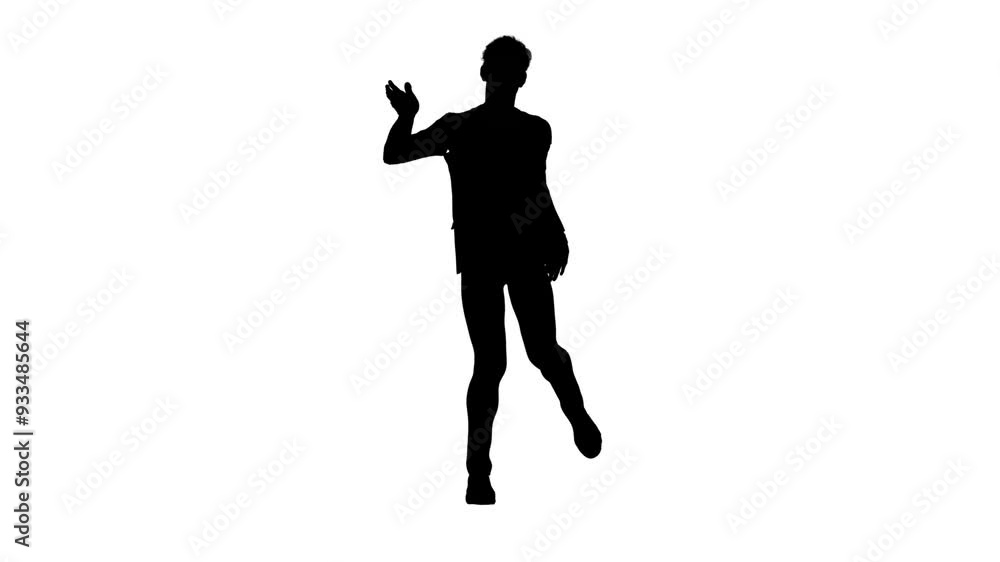 3D render : a silhouette male character is dancing with the white background 3D render : a silhouette male character is dancing with the white background