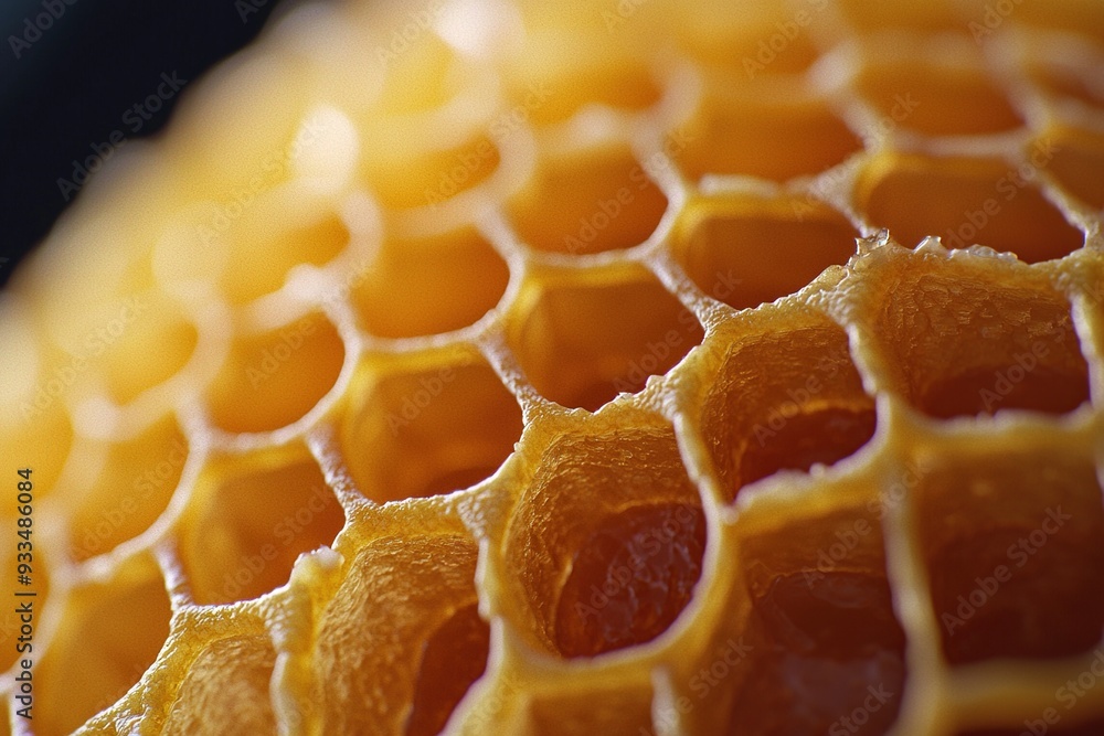 Bee honey comb. Closeup macro shot in shallow depth of field. Generative Ai Bee honey comb. Closeup macro shot in shallow depth of field. Generative Ai