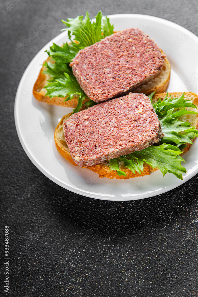 spam meat sandwich fresh meal food snack on the table copy space food background rustic top view spam meat sandwich fresh meal food snack on the table copy space food background rustic top view