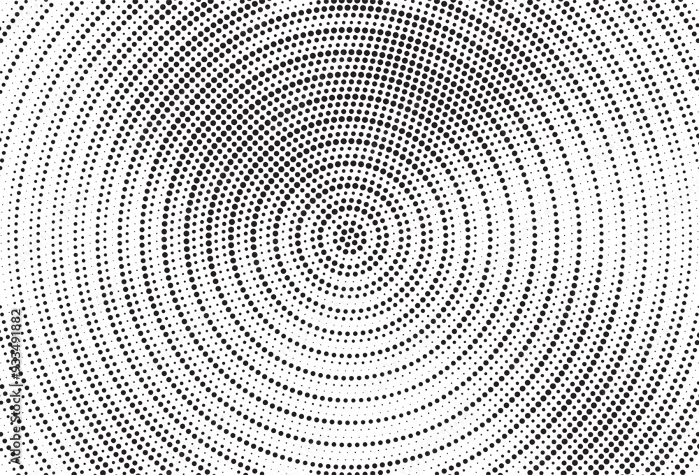 Radial halftone gradient background. Dotted concentric texture with fading effect. Black and white circle shade wallpaper. Grunge rough vector. Monochrome backdrop Radial halftone gradient background. Dotted concentric texture with fading effect. Black and white circle shade wallpaper. Grunge rough vector. Monochrome backdrop