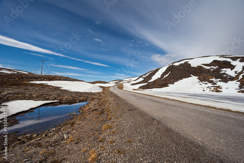 nordic landscape inside the island of Mgeroya over the road from Honningsvag to Gjesvaer, North Cape, Norway photo