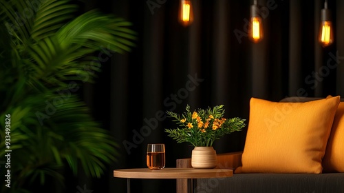 A spa lounge with wooden furniture, neutral-toned cushions, and ambient lighting, offering a calm and soothing space for guests to unwind