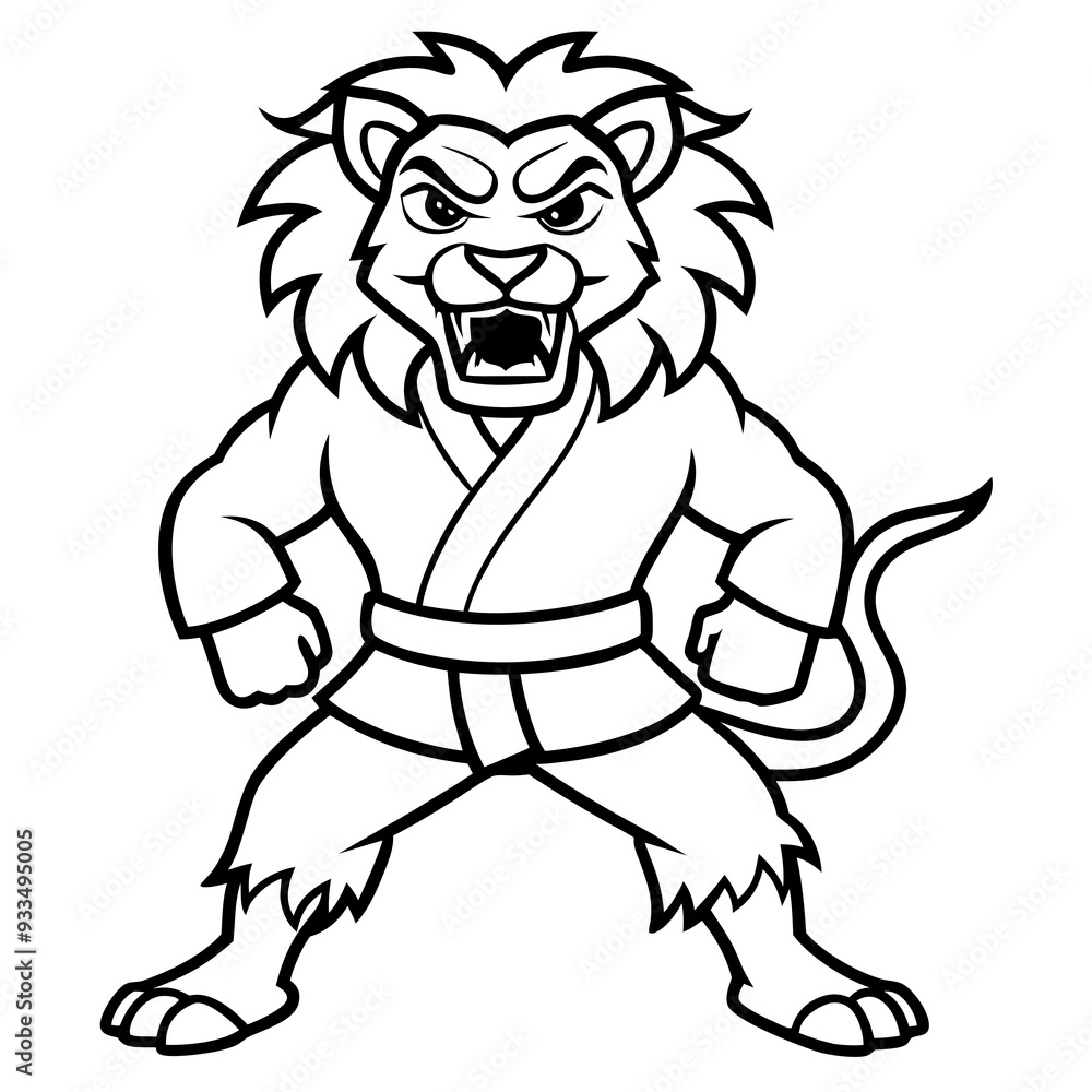 karate lion line art vector illustration karate lion line art vector illustration