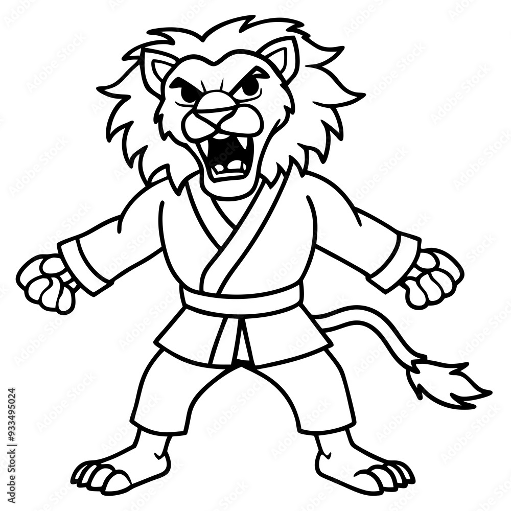 karate lion line art vector illustration karate lion line art vector illustration