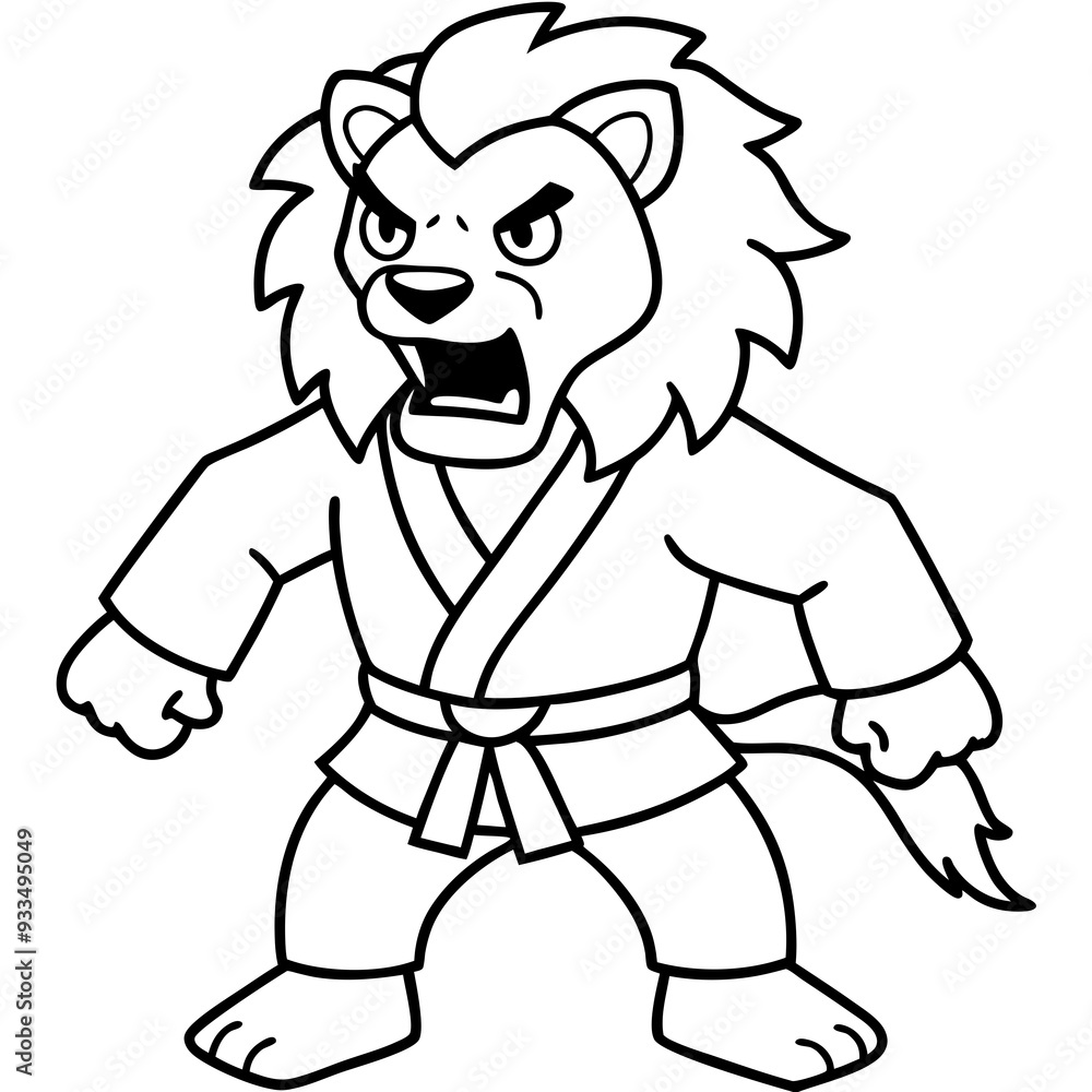 karate lion line art vector illustration karate lion line art vector illustration