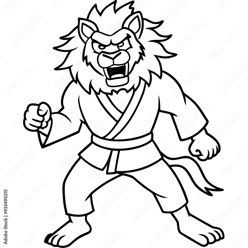 karate lion line art vector illustration karate lion line art vector illustration