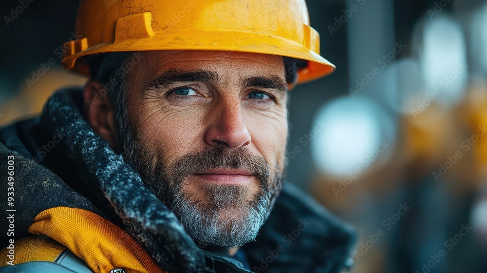 portrait of confident construction worker in hard hat and safety vest warm lighting accentuates determined expression and years of expertise portrait of confident construction worker in hard hat and safety vest warm lighting accentuates determined expression and years of expertise