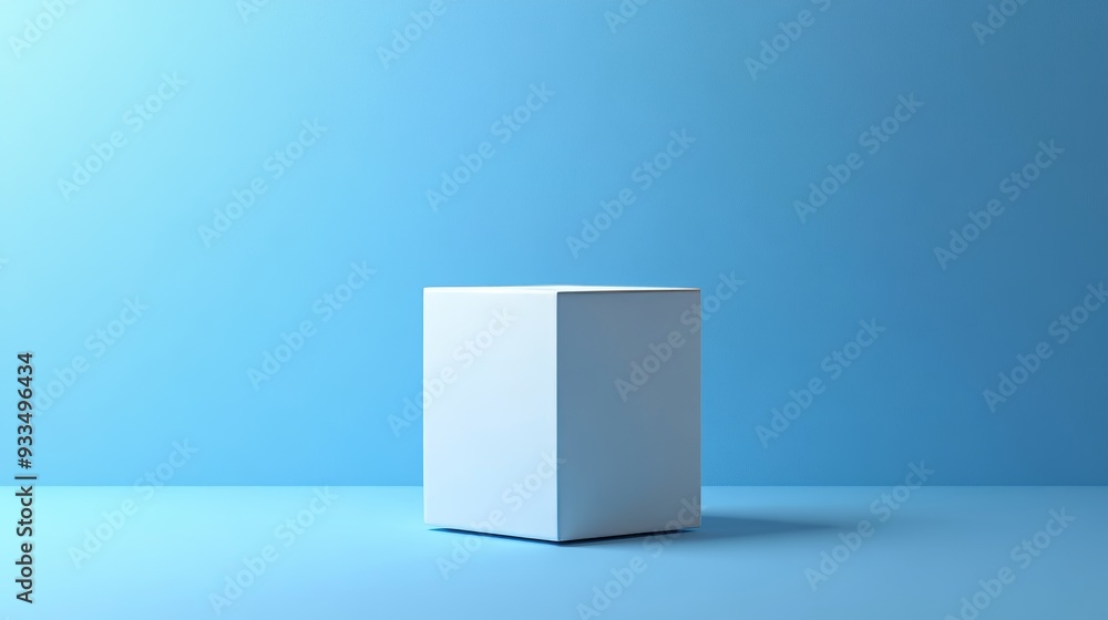 A white box is sitting on a blue wall A white box is sitting on a blue wall