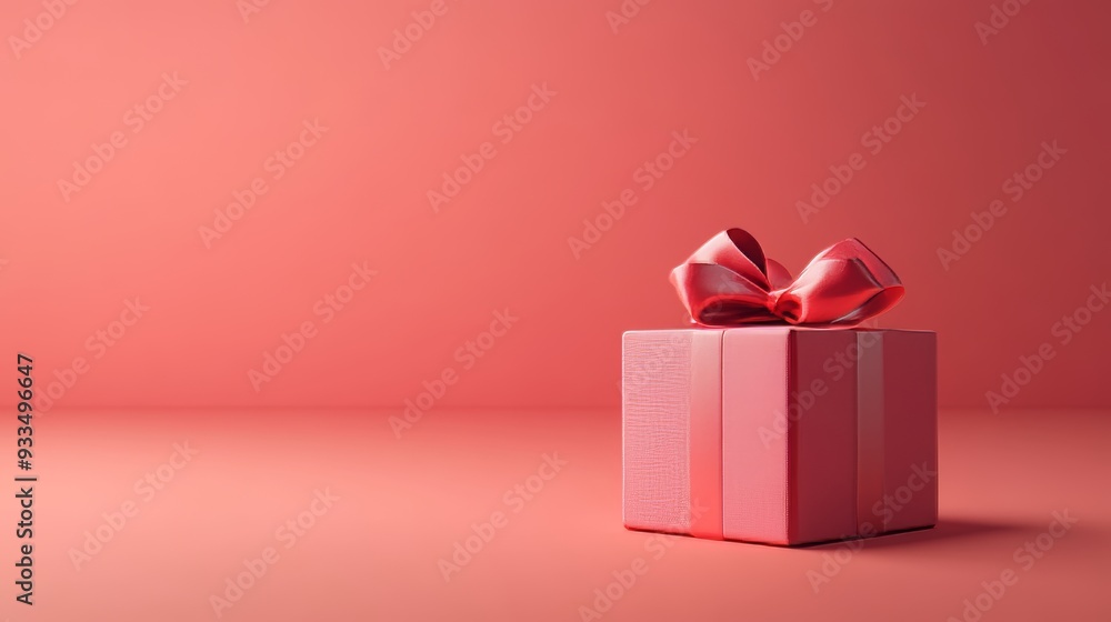 A red box with a bow on top of it A red box with a bow on top of it