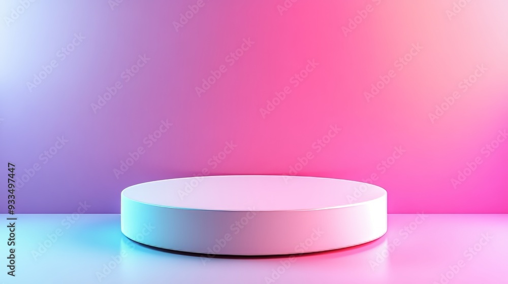 A white podium with a pink background A white podium with a pink background