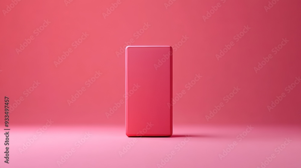 A red box is sitting on a pink background A red box is sitting on a pink background