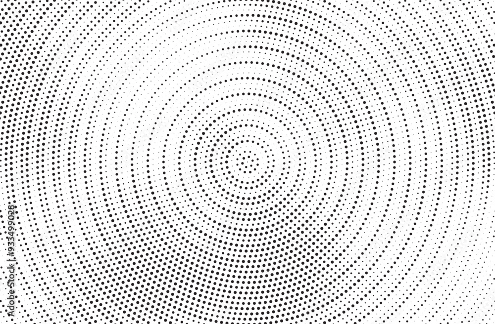 Radial halftone gradient background. Dotted concentric texture with fading effect. Black and white circle shade wallpaper. Grunge rough vector. Monochrome backdrop Radial halftone gradient background. Dotted concentric texture with fading effect. Black and white circle shade wallpaper. Grunge rough vector. Monochrome backdrop