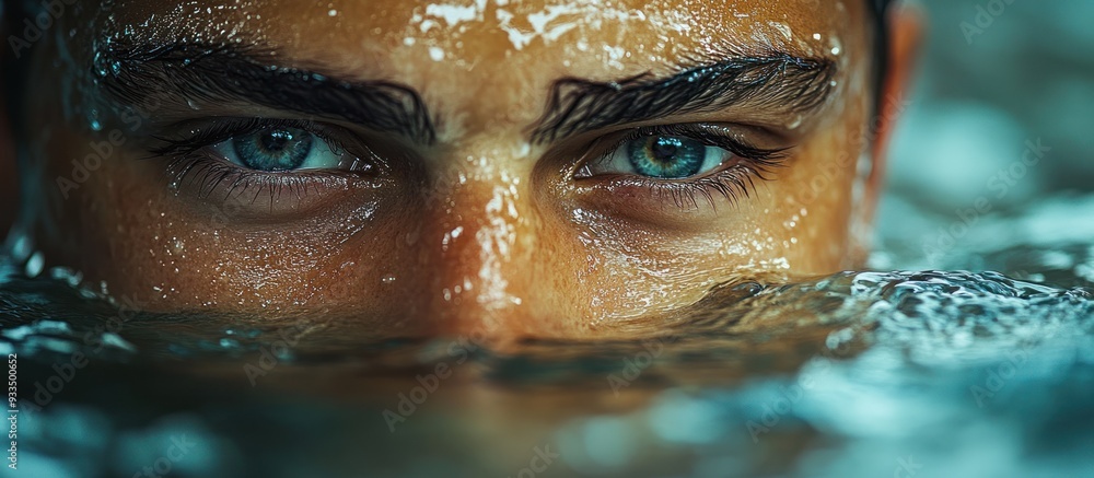 Closeup of Man's Eyes in Water Closeup of Man's Eyes in Water