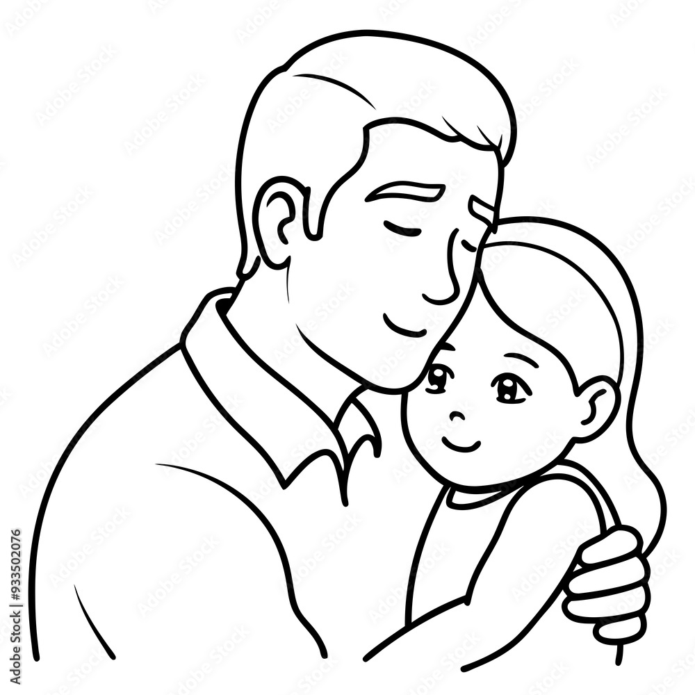 Child's Head Resting on Her Shoulder Vector Illustration, White Background, Quote Father's Day Child's Head Resting on Her Shoulder Vector Illustration, White Background, Quote Father's Day