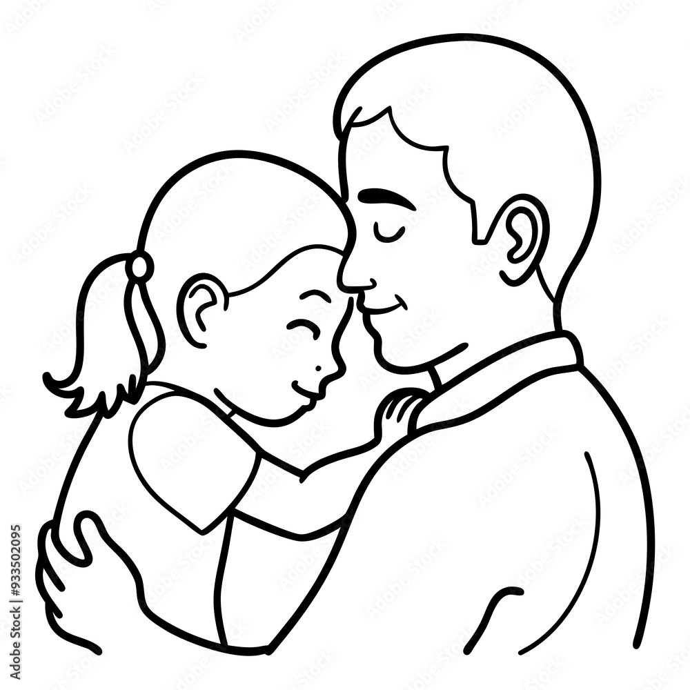 Child's Head Resting on Her Shoulder Vector Illustration, White Background, Quote Father's Day Child's Head Resting on Her Shoulder Vector Illustration, White Background, Quote Father's Day