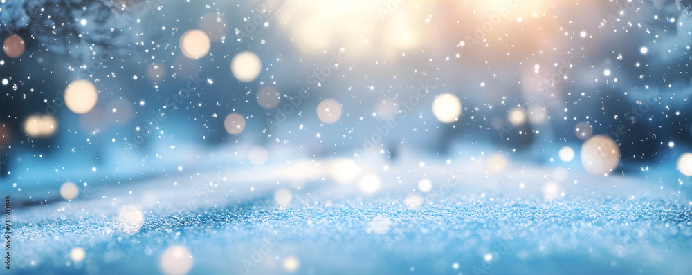 Winter magic landscape with circle bokeh. Snowy day background. Banner for Christmas and winter season. Winter magic landscape with circle bokeh. Snowy day background. Banner for Christmas and winter season.
