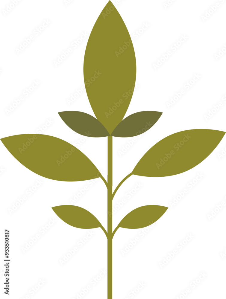Obraz premium Abstract geometric plant with stylized leaves, symbolizing growth and eco concepts.