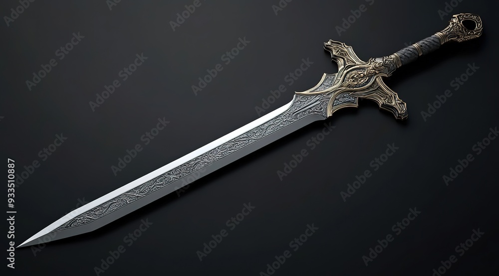 Sword, an exquisite metal pattern with a dragon head decoration on the hilt and pommel
Sword, an exquisite metal pattern with a dragon head decoration on the hilt and pommel