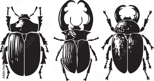 A set of insects. Hand drawn vector illustration	