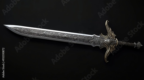  Sword, an exquisite metal pattern with a dragon head decoration on the hilt and pommel