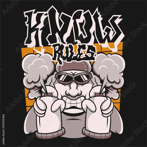 Know Rules , Vandalism graphic t shirt for print, street culture poster or t shirt design, urban vector illustration